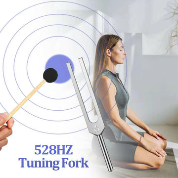 528Hz Tuning Fork Aluminum Alloy Tuning Fork for Sound Healing Meditation with Velvet Bag Hammer & Cleaning Cloth